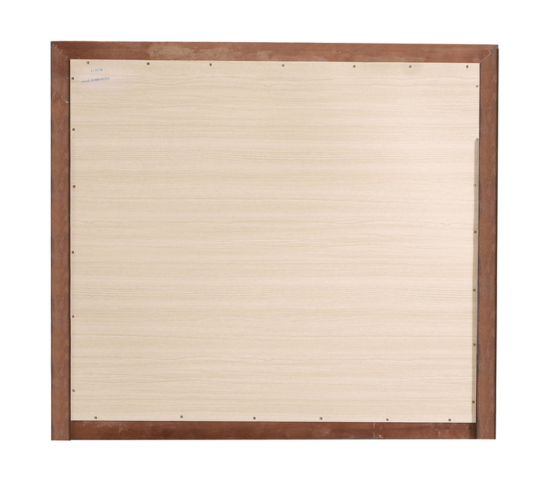 Glass mirror with a sleek frame, part of the Marilla collection by Glory Furniture. Reflective surface, modern home decor piece.