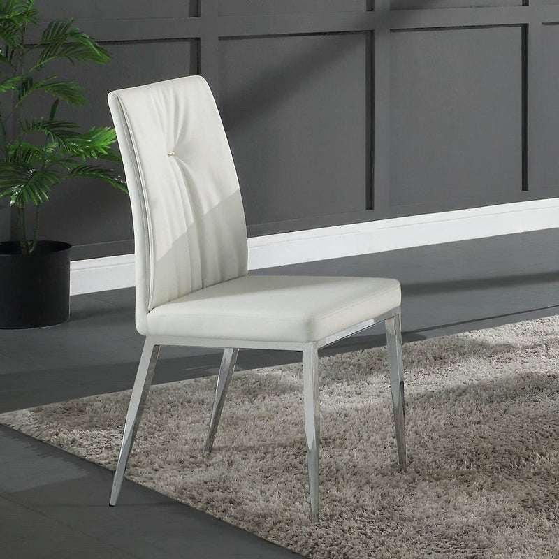 Kamaile - Side Chair (Set of 2) - Beige Synthetic Leather & Chrome - R&R Furniture Gallery (Fountain Valley, CA)