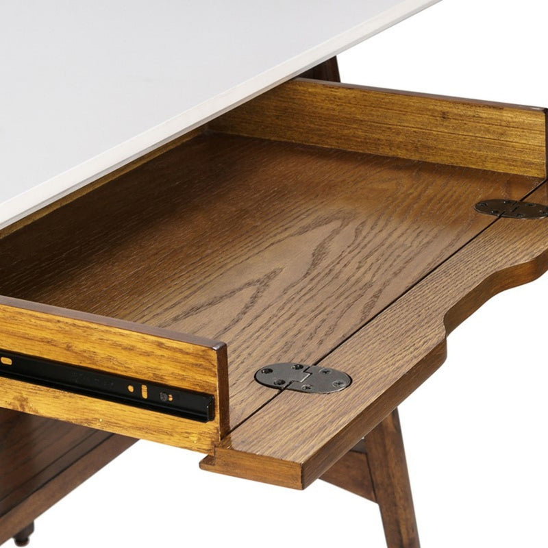 Parker - Desk With Storage Shelf - Off White / Pecan - R&R Furniture Gallery (Fountain Valley, CA)