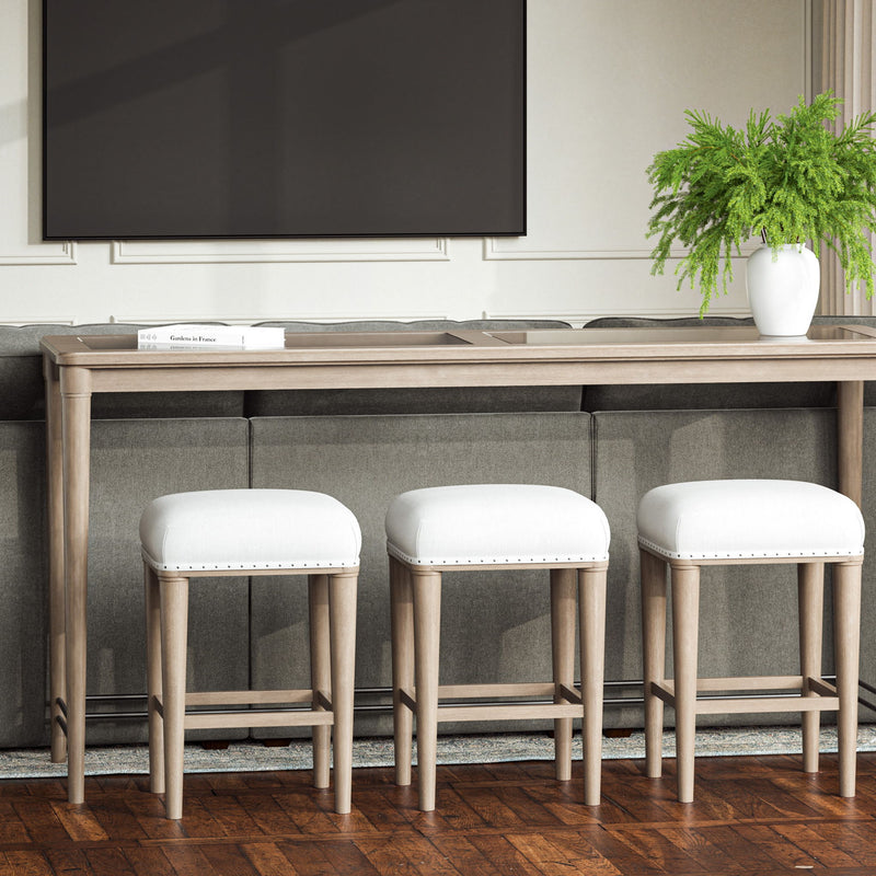 Glass Console Table With 3 Stools - Frosted - R&R Furniture Gallery (Fountain Valley, CA)