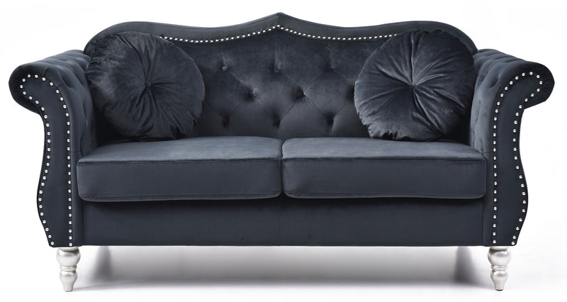 Glory Furniture stylish flared arm stationary loveseat with plush fabric and cozy seating, perfect for living room decor.