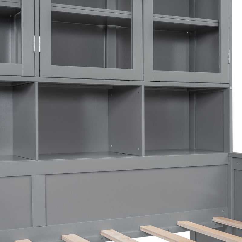 Daybed With Glass Door Storage Cabinets, Built In LED Lighting And Shelves - R&R Furniture Gallery (Fountain Valley, CA)
