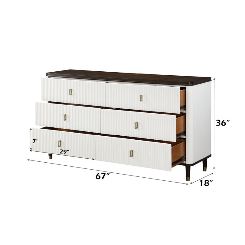 Carena - Dresser With Jewelry Tray - White & Brown - R&R Furniture Gallery (Fountain Valley, CA)