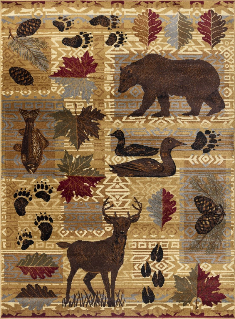 Nature's Nest - 5'3" X 7'3" Polypropylene, Lodge Area Rug - Multi / Beige - R&R Furniture Gallery (Fountain Valley, CA)