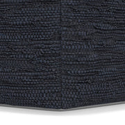 Simpli-Home Fredrik handcrafted square accent pouf with textured fabric and wooden legs, used as a stylish seating or footrest.
