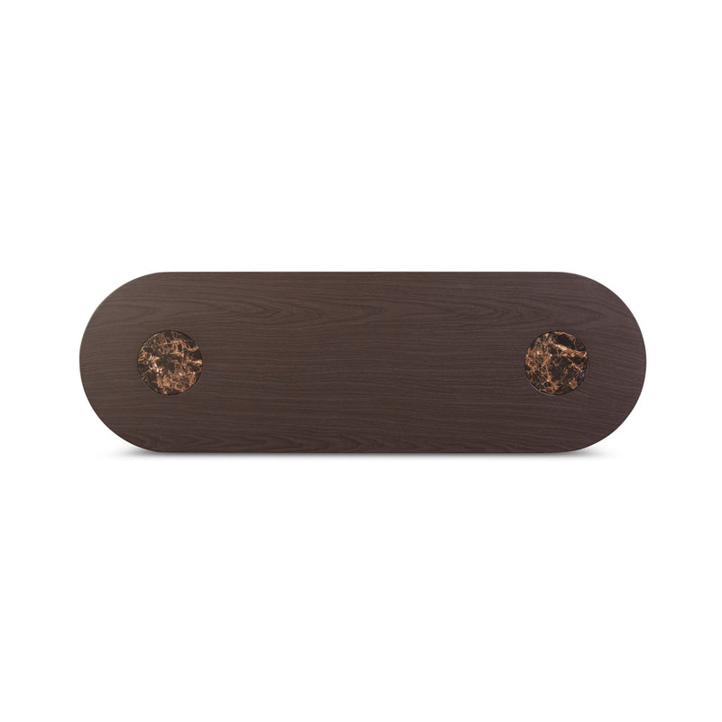 Braya - Faux Emperador Marble Console Table - Dark Brown - R&R Furniture Gallery (Fountain Valley, CA)