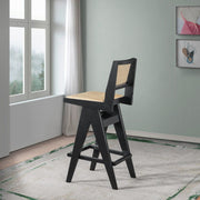 Keira - Bar Stool (Set of 2) - Black / Rattan - R&R Furniture Gallery (Fountain Valley, CA)