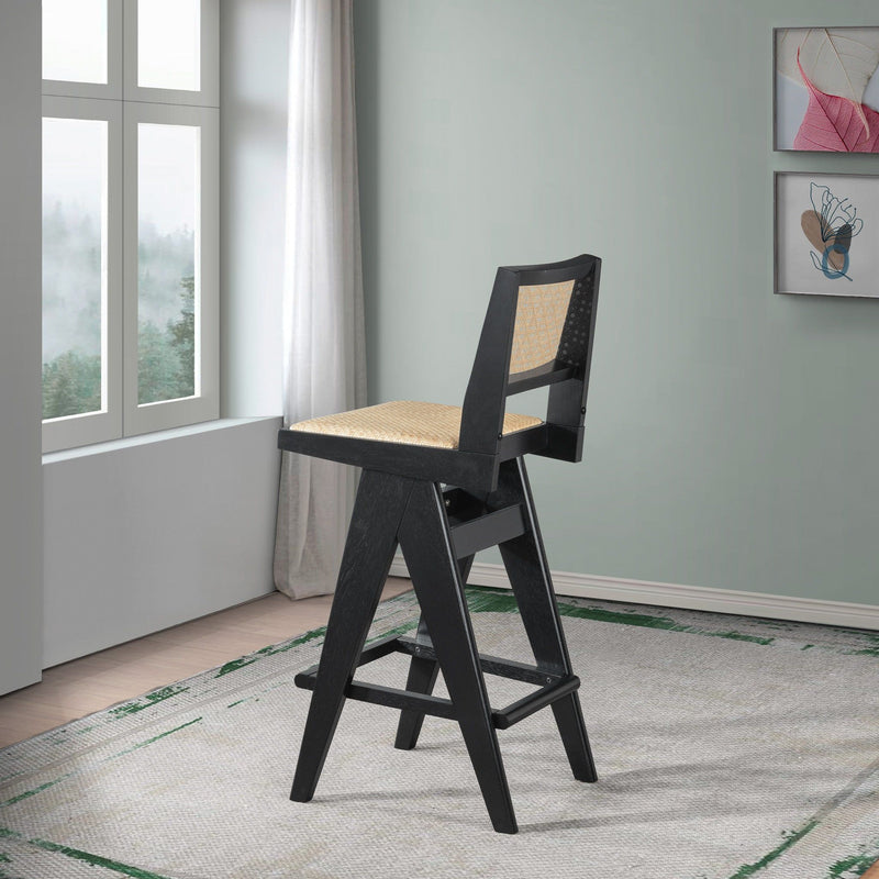 Keira - Bar Stool (Set of 2) - Black / Rattan - R&R Furniture Gallery (Fountain Valley, CA)