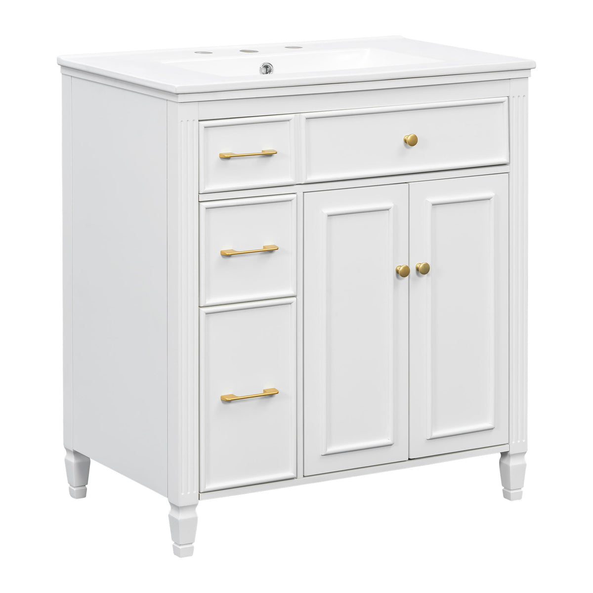 Freestanding Bathroom Vanity With Sink, Soft Close Door, Tip Out Drawer