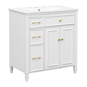 Freestanding Bathroom Vanity With Sink, Soft Close Door, Tip Out Drawer