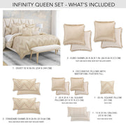 Infinity - 9-Piece Queen Duvet Set - Gold - R&R Furniture Gallery (Fountain Valley, CA)