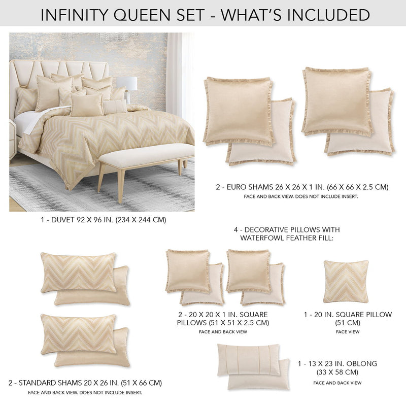 Infinity - 9-Piece Queen Duvet Set - Gold - R&R Furniture Gallery (Fountain Valley, CA)