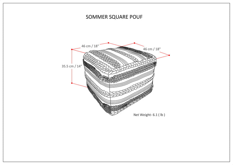 Sommer - Handcrafted Square Pouf - R&R Furniture Gallery (Fountain Valley, CA)