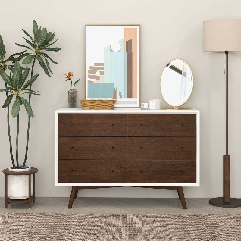 Dresser 6 Drawer - Dark Brown / White - R&R Furniture Gallery (Fountain Valley, CA)