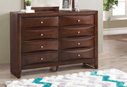 Glory Furniture Marilla dresser with multiple drawers, wooden finish, and modern design for bedroom storage.