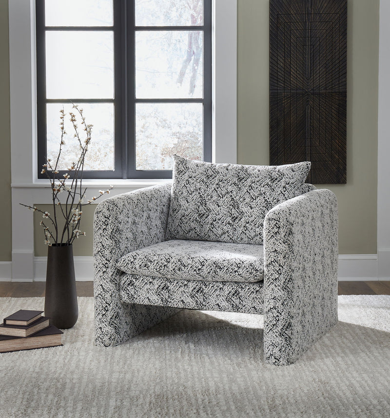 Kenbell - Accent Chair - Black / White - R&R Furniture Gallery (Fountain Valley, CA)