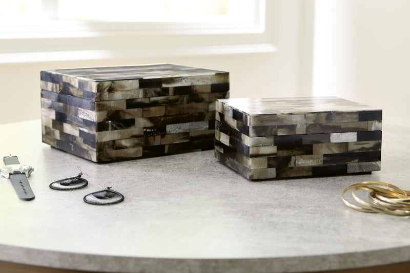 Ellford - Box Set (Set of 2) - Black / Brown / Cream - R&R Furniture Gallery (Fountain Valley, CA)