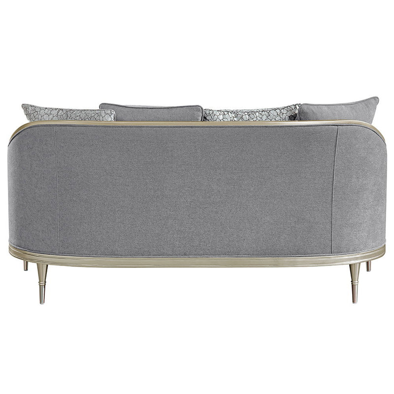 Fernando - Loveseat With 4 Pillows - Gray Chenille & Champagne - R&R Furniture Gallery (Fountain Valley, CA)