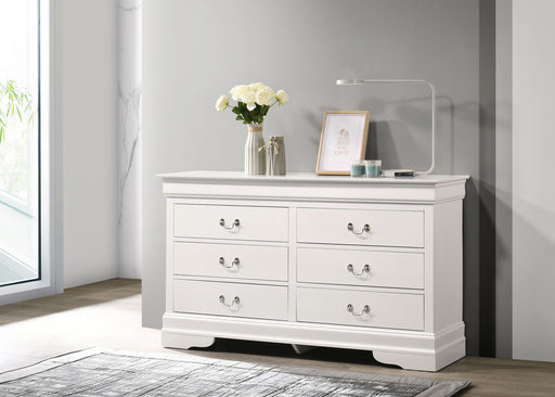 Elegant Louis Phillipe traditional dresser by Glory Furniture with classic wooden design and multiple drawers for storage.