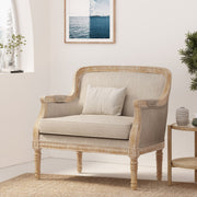 Noble House Style Club Chair with plush upholstery and wooden legs, showcasing a stylish armchair design.