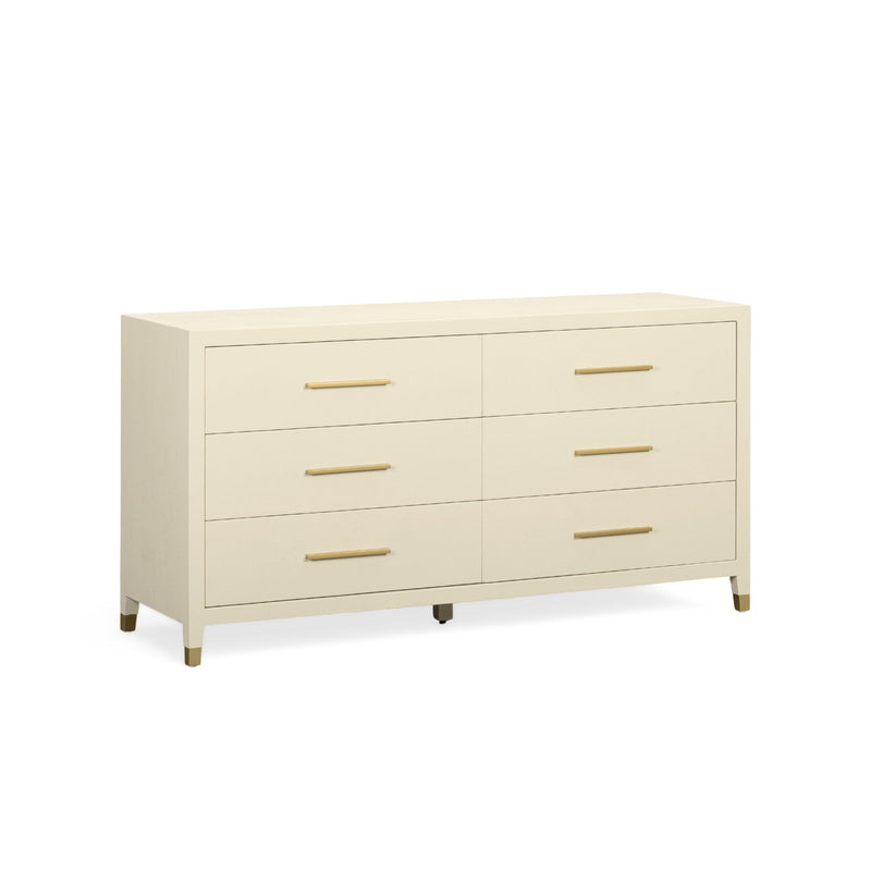 Dani - Faux Shagreen 6-Drawer Dresser - Cream