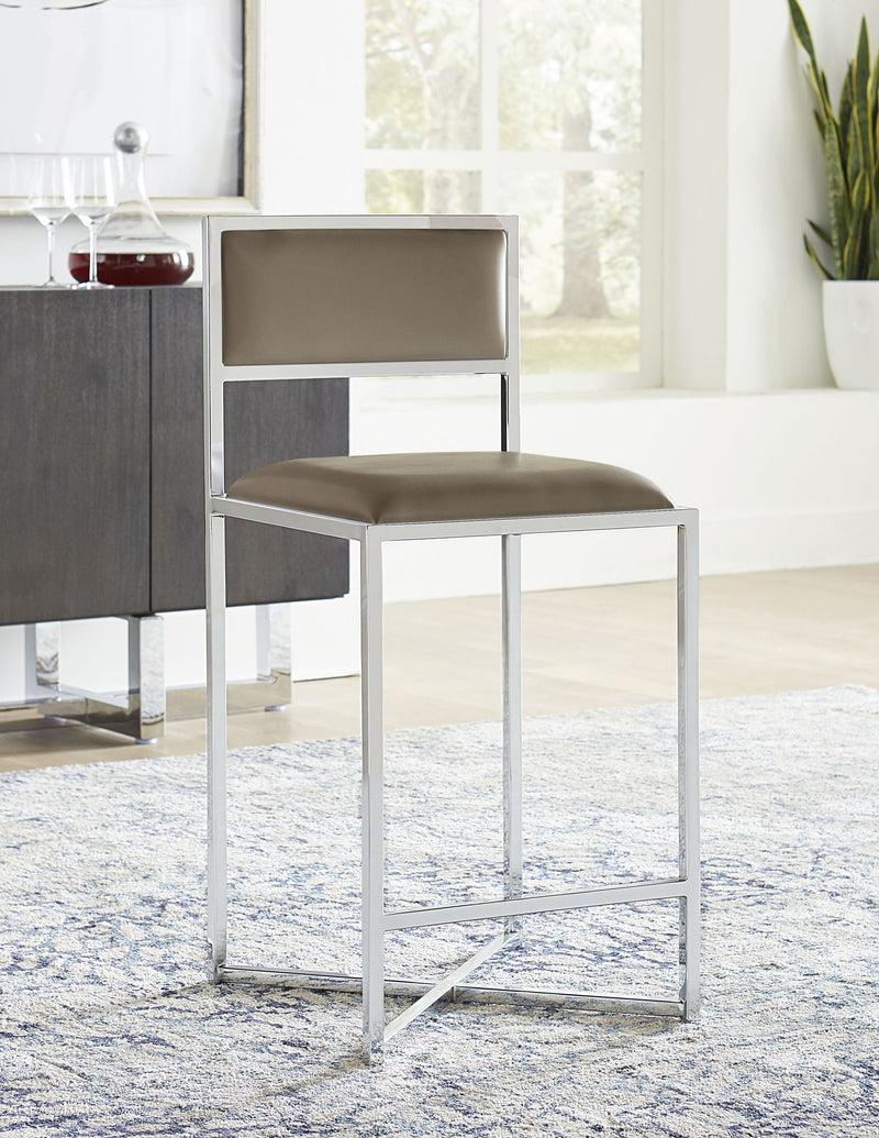 Amalfi X-Base Counter Stool in Taupe Leather