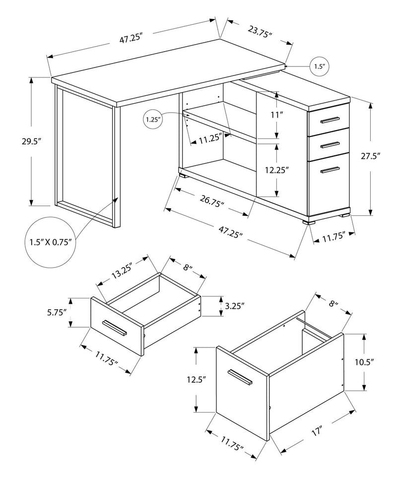 Computer Desk, Home Office, Corner, Left, Right Set - Up, Storage Drawers, L Shape, Laptop, And Contemporary & Modern - R&R Furniture Gallery (Fountain Valley, CA)