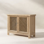 Jennifer Taylor Home Arden 2-door accent storage cabinet in natural wood finish, featuring a sleek design and sturdy construction.