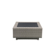 Salena - Patio Sectional Sofa With 4 Pillows & Coffee Table - Beige Fabric & Gray Wicker - R&R Furniture Gallery (Fountain Valley, CA)