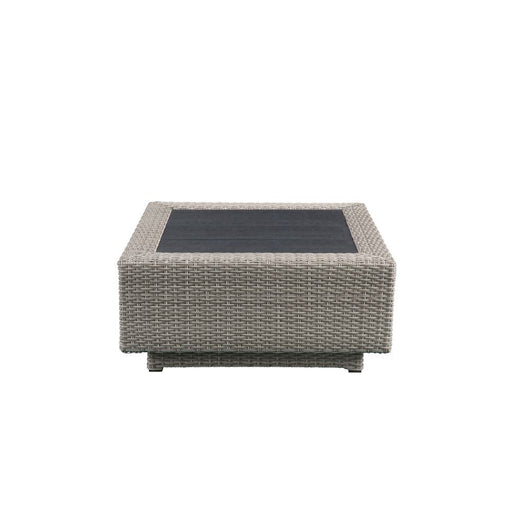 Salena - Patio Sectional Sofa With 4 Pillows & Coffee Table - Beige Fabric & Gray Wicker - R&R Furniture Gallery (Fountain Valley, CA)