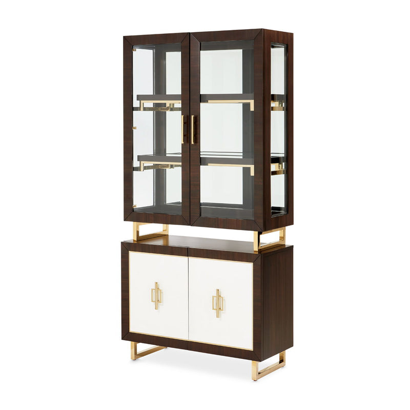Belmont Place - Display Cabinet - White / Dark Brown - R&R Furniture Gallery (Fountain Valley, CA)