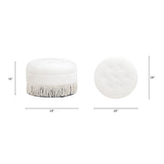Yolanda - Round Upholstered Accent Ottoman - Almond White - R&R Furniture Gallery (Fountain Valley, CA)