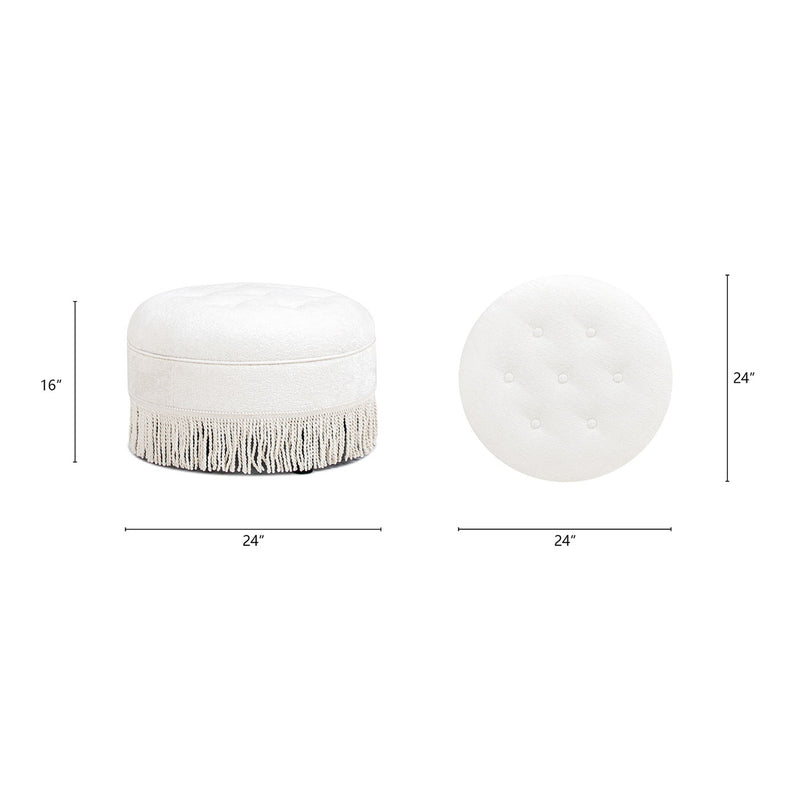 Yolanda - Round Upholstered Accent Ottoman - Almond White - R&R Furniture Gallery (Fountain Valley, CA)