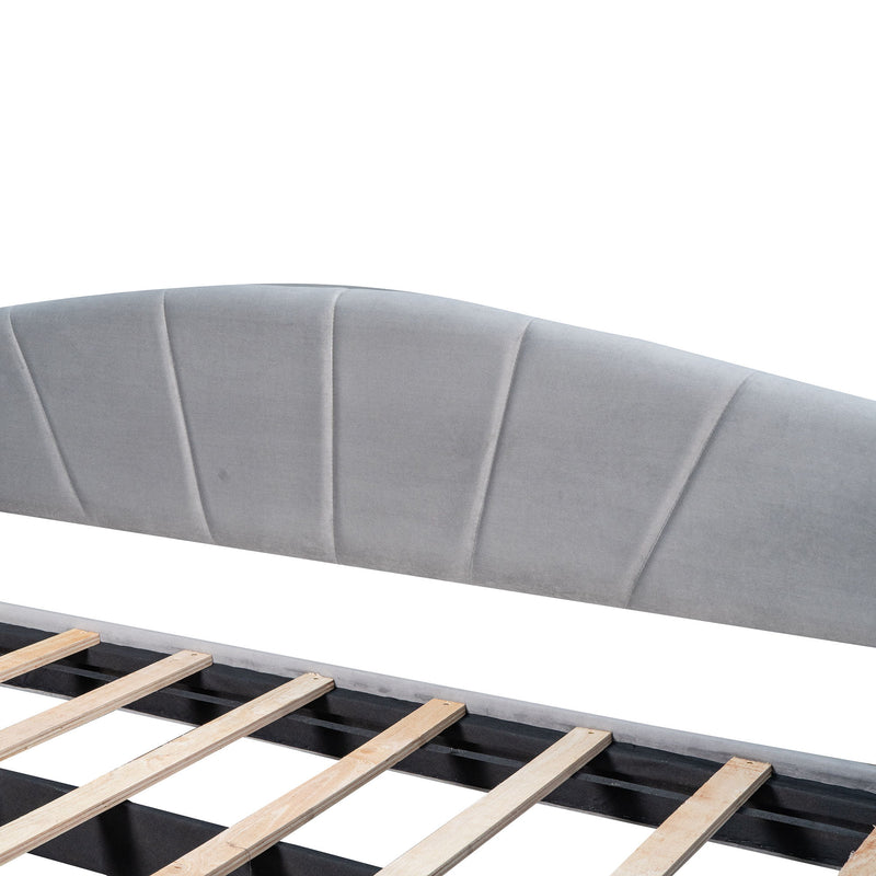 DreamHaus upholstered daybed sofa bed with trundle bed and wood slat, showcasing a comfortable, modern design and sturdy frame.
