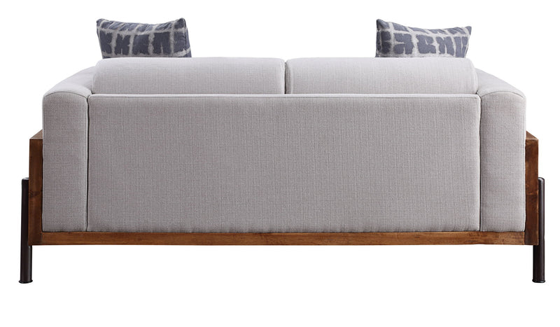 Pelton - Loveseat With 2 Pillows - Fabric & Walnut - R&R Furniture Gallery (Fountain Valley, CA)