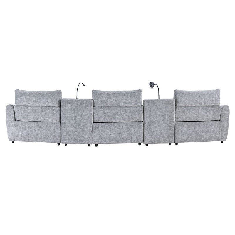 Fullar - LAF Modular Power Motion Recliner - Light Gary Chenille - R&R Furniture Gallery (Fountain Valley, CA)