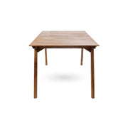 Outdoor teak dining table with sturdy frame from Noble House, designed for outdoor patio gatherings and al fresco dining.