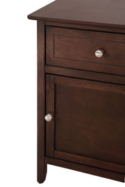 Glory Furniture Izzy cappuccino accent nightstand with single drawer and modern design, wood finish, and sleek handles.