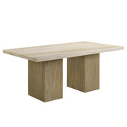 ACME Olinda dining table with natural marble top, showcasing a sleek wooden base and elegant marble surface.