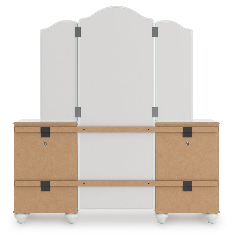 Kozlani - Vanity With Mirror - White - R&R Furniture Gallery (Fountain Valley, CA)