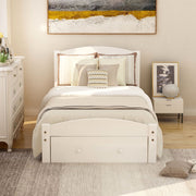 DreamHaus platform storage bed frame with wood slat support and built-in storage drawers, no box spring needed.