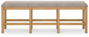 Havonplane - XL Counter Height Upholstered Dining Bench - Brown - R&R Furniture Gallery (Fountain Valley, CA)