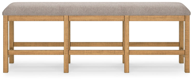Havonplane - XL Counter Height Upholstered Dining Bench - Brown - R&R Furniture Gallery (Fountain Valley, CA)