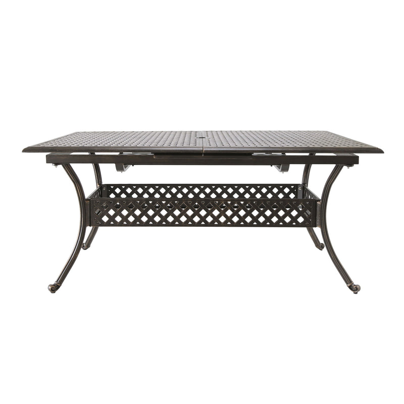 Outdoor Expandable Dining Table With Umbrella Holder, Lattice Pattern And Curved Legs - Black - R&R Furniture Gallery (Fountain Valley, CA)