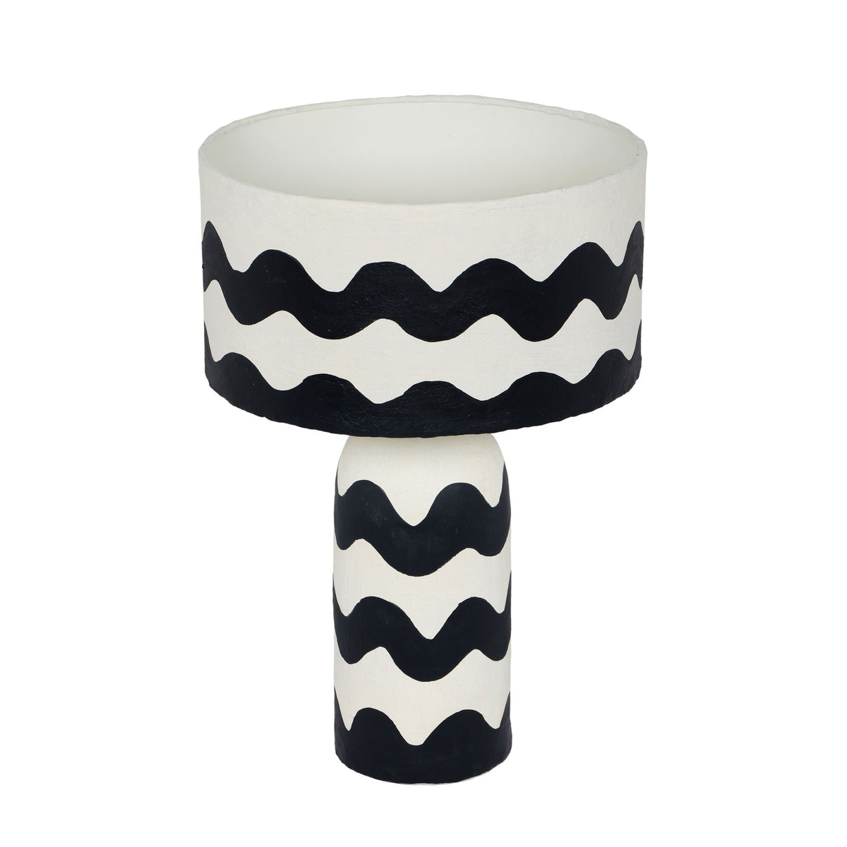 Tropea - Black Waves Papier Mache Table Lamp - Black Waves - R&R Furniture Gallery (Fountain Valley, CA)
