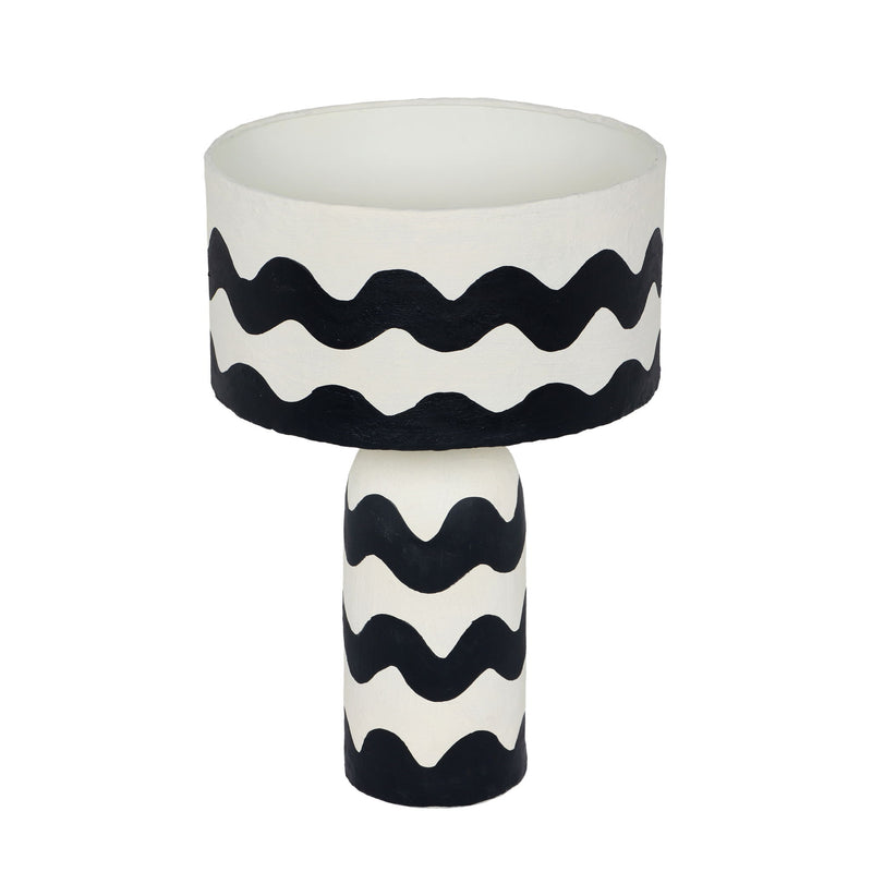 Tropea - Black Waves Papier Mache Table Lamp - Black Waves - R&R Furniture Gallery (Fountain Valley, CA)