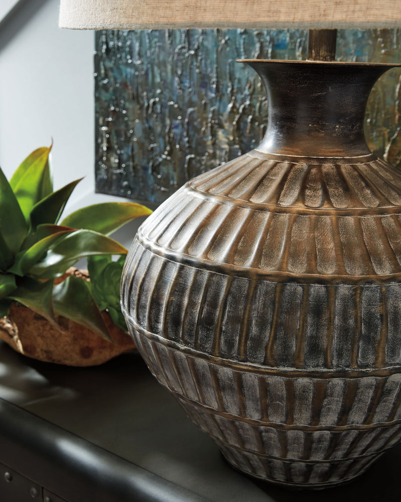 Magan - Metal Table Lamp  - Antique Bronze Finish - R&R Furniture Gallery (Fountain Valley, CA)