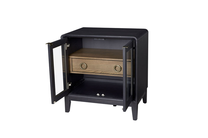 Glass Door Nightstand - Black - R&R Furniture Gallery (Fountain Valley, CA)