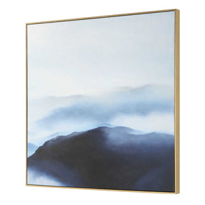 Cold Shoulder - Hand Painted Landscape Art - Black / Blue / Gray / White / Woodtone