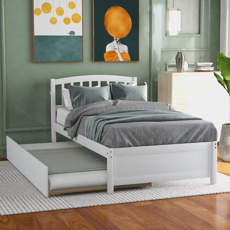 Platform Bed Wood Bed Frame With Trundle - R&R Furniture Gallery (Fountain Valley, CA)